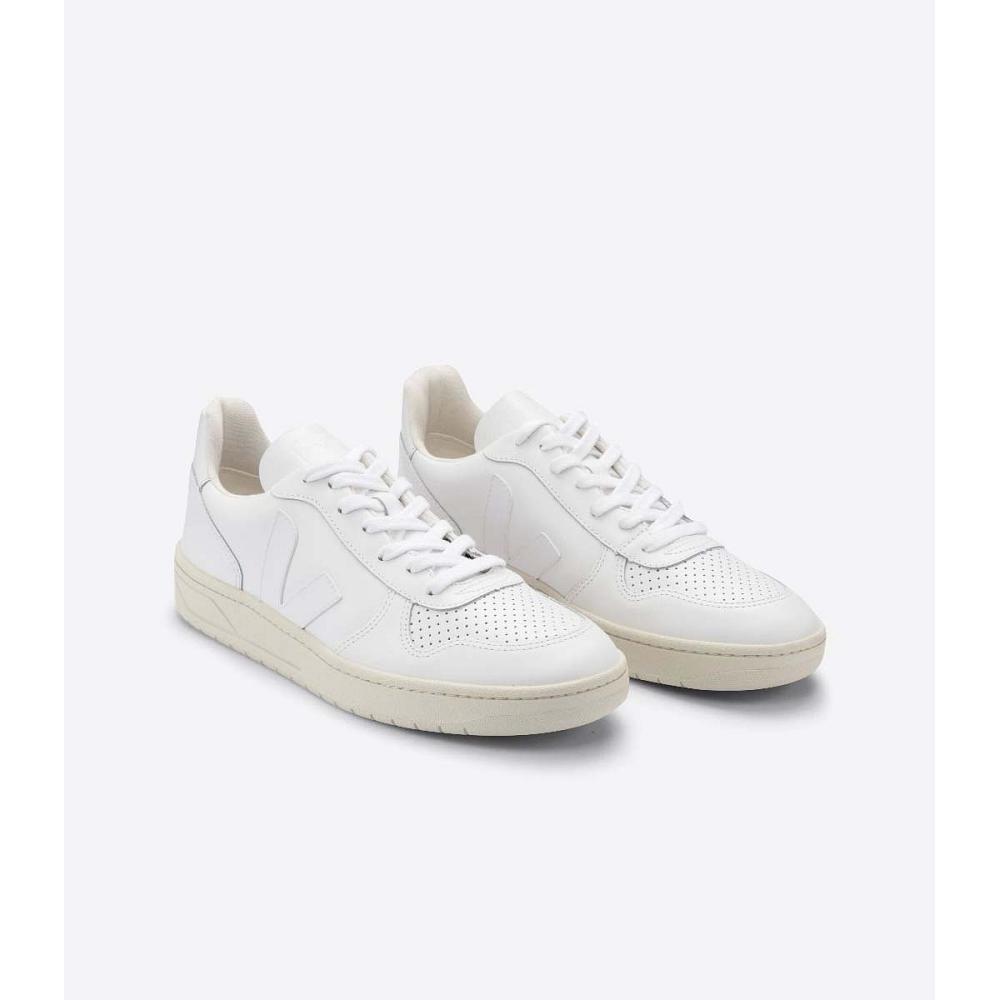 Women's Veja V-10 LEATHER Sneakers White | SG 665BEX